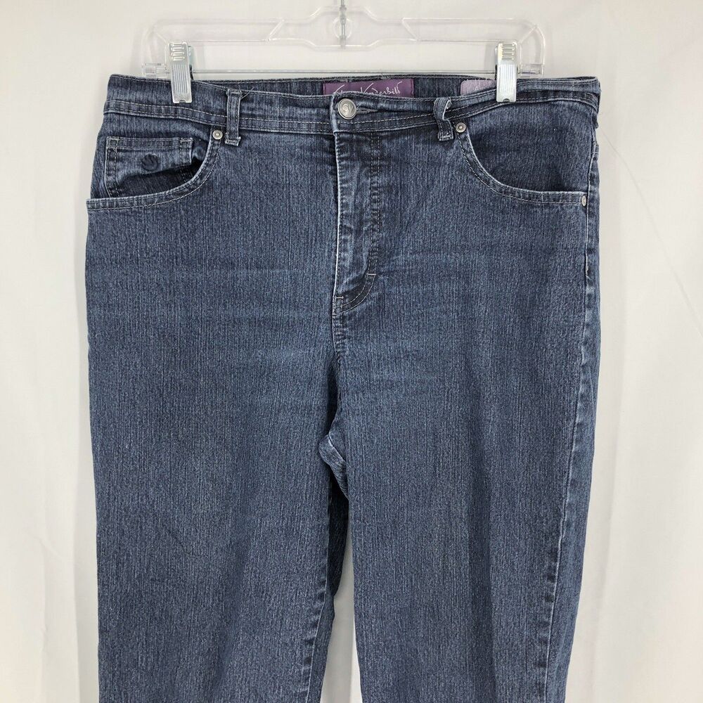 Gloria Vanderbilt Amanda Straight High Rise Denim Blue Jeans 14 (34x29)